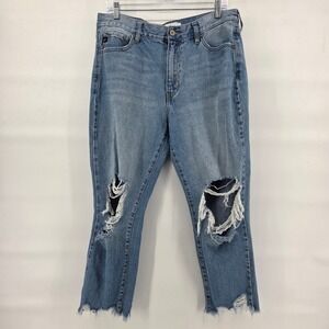 KanCan‎ Mom Jeans 13 / 30 High Rise Straight Leg Regina Denim Distressed